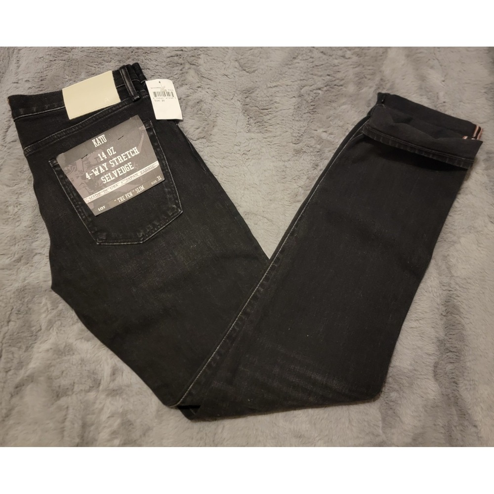 Hiroshi Kato Jeans Mens 31x34 Black Paul Wash Pen Slim Stretch Selvedge